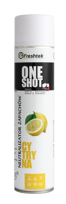 Freshtek One Shot Cytryna 600ml - Odświeżacz neutralizator zapachu